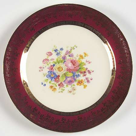Aristocrat Maroon (Floral Center) Salad Plate