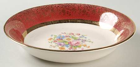 Aristocrat Maroon (Floral Center) Coupe Soup Bowl