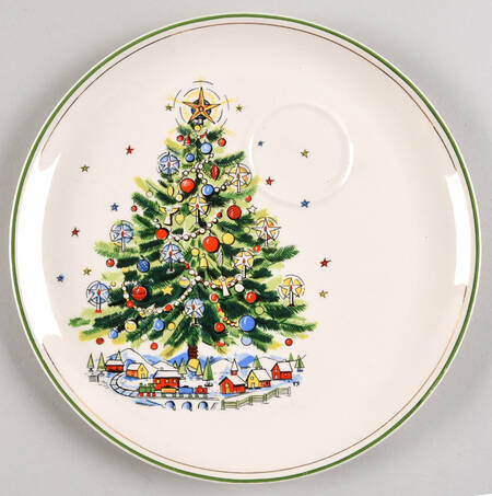 Christmas Eve (Earthenware, Green, Gold) Snack Plate