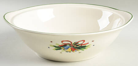 Christmas Eve (Earthenware, Green, Gold) Round Vegetable No Lid