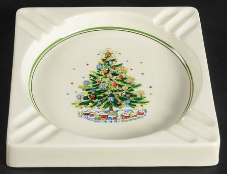 Christmas Eve (Earthenware, Green, Gold) Large Ashtray