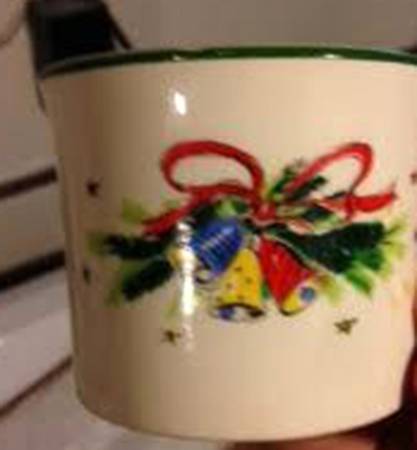 Christmas Eve (Earthenware, Green, Gold) Flat Cup