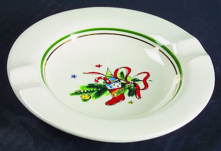 Christmas Eve (Earthenware, Green, Gold) Small Ashtray