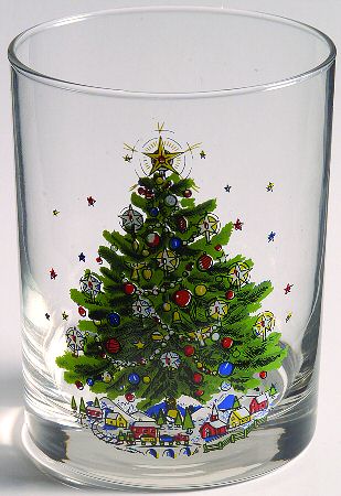 Christmas Eve (Earthenware, Green, Gold) 10 Oz Glassware Double Old Fashioned