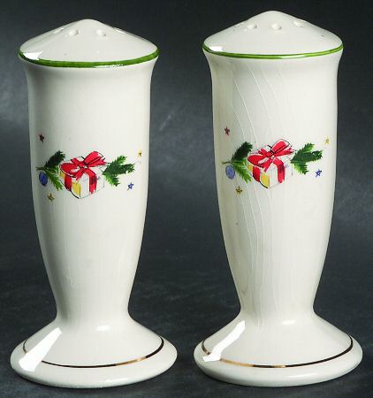 Christmas Eve (Earthenware, Green, Gold) Salt & Pepper Set