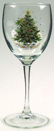 Christmas Eve (Earthenware, Green, Gold) 10 Oz Glassware Goblet