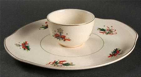 Christmas Eve (Earthenware, Green, Gold) 1 Piece Chip & Dip