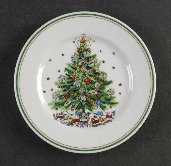 Christmas Eve (Earthenware, Green, Gold) Bread & Butter Plate