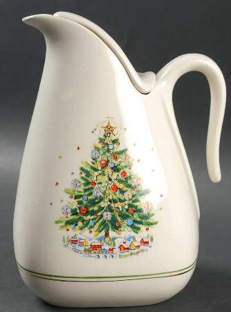 Christmas Eve (Earthenware, Green, Gold) Pitcher & Lid