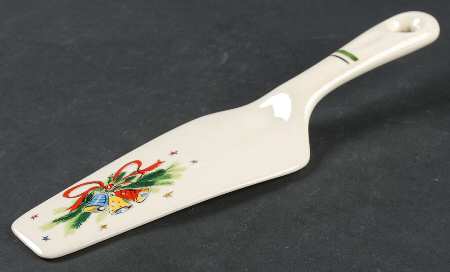 Christmas Eve (Earthenware, Green, Gold) Solid Ceramic Pie/Cake Server