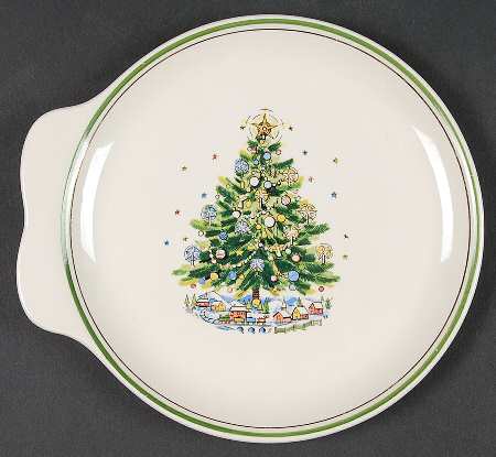 Christmas Eve (Earthenware, Green, Gold) Snack Plate