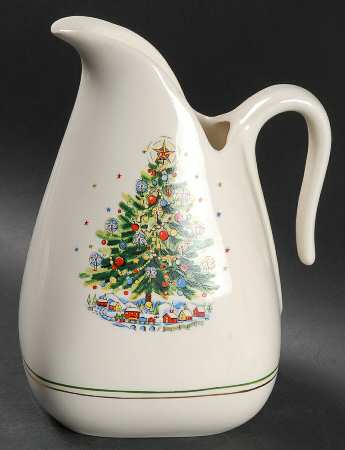 Christmas Eve (Earthenware, Green, Gold) Pitcher No Lid