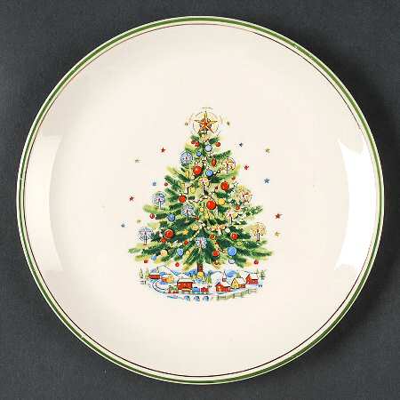 Christmas Eve (Earthenware, Green, Gold) Salad Plate
