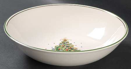 Christmas Eve (Earthenware, Green, Gold) 9" Round Vegetable Bowl