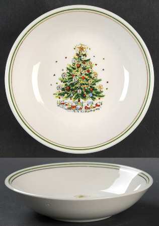 Christmas Eve (Earthenware, Green, Gold) Fruit/Dessert (Sauce) Bowl