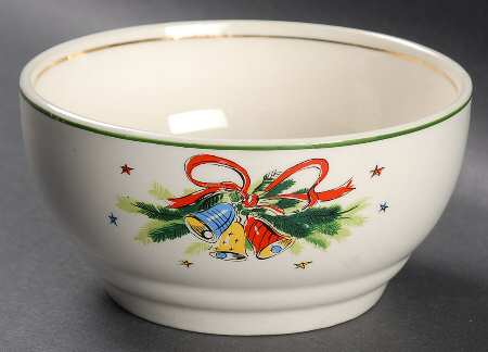 Christmas Eve (Earthenware, Green, Gold) Cranberry Bowl