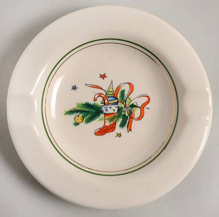 Christmas Eve (Earthenware, Green, Gold) 5" Ashtray