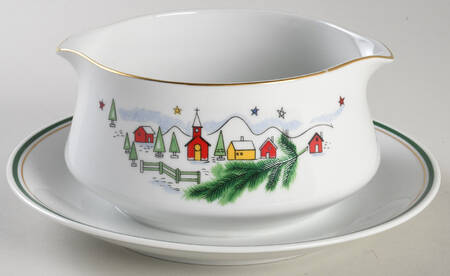 Christmas Eve (Porcelain) Gravy Boat with Attached Underplate