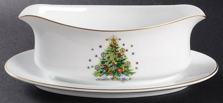 Christmas Eve (Porcelain) Gravy Boat with Attached Underplate