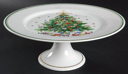 Christmas Eve (Porcelain) 10" Diameter Pedestal Cake Stand