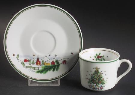 Christmas Eve (Porcelain) Flat Demitasse Cup & Saucer Set
