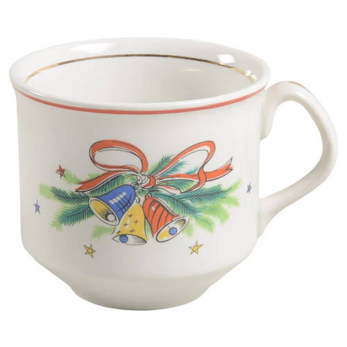 Christmas Eve (Earthenware, Red, Gold) Flat Cup
