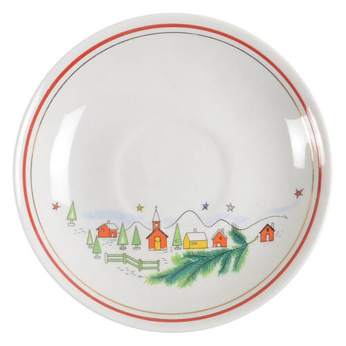 Christmas Eve (Earthenware, Red, Gold) Saucer