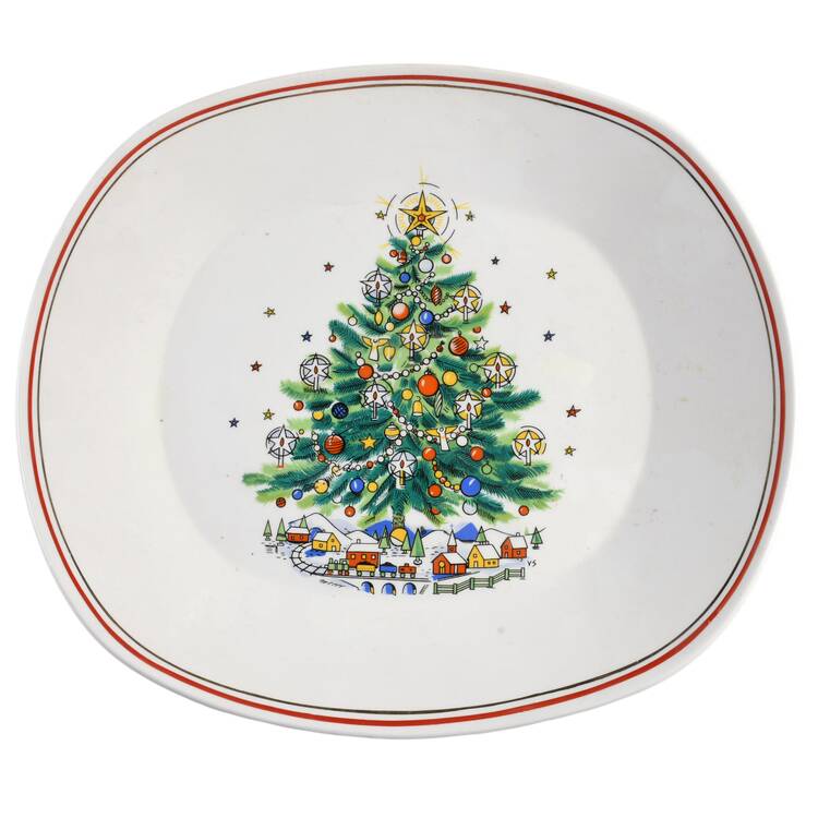 Christmas Eve (Earthenware, Red, Gold) 11" Oval Serving Platter