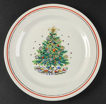Christmas Eve (Earthenware, Red, Gold) Salad Plate