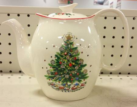 Christmas Eve (Earthenware, Red, Gold) Coffee Pot & Lid
