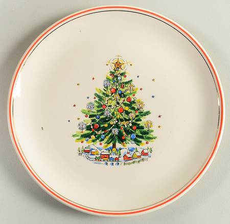 Christmas Eve (Earthenware, Red, Gold) Salad Plate