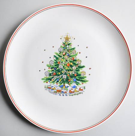 Christmas Eve (Earthenware, Red, Gold) 13" Chop Plate (Round Platter)