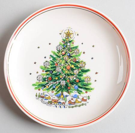 Christmas Eve (Earthenware, Red, Gold) Bread & Butter Plate