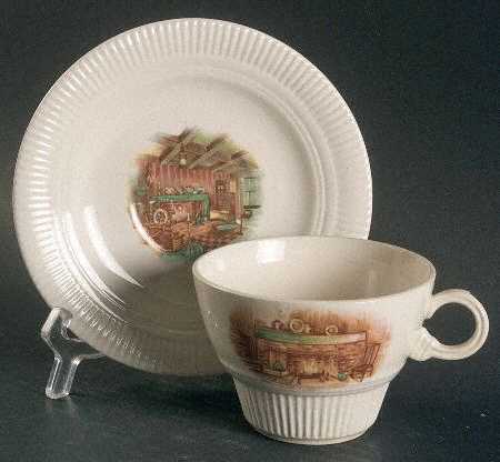 Colonial Fireside Flat Cup & Saucer Set