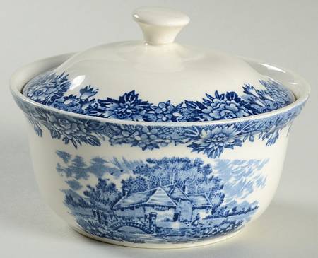 English Village Blue Butter Box & Lid