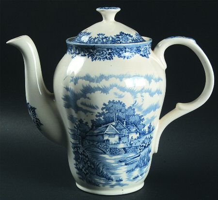English Village Blue Coffee Pot & Lid
