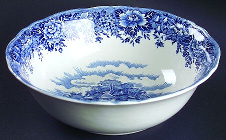 English Village Blue 8" Round Vegetable Bowl