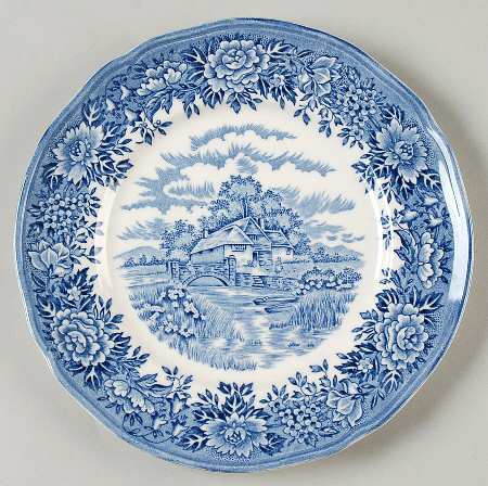 English Village Blue Bread & Butter Plate