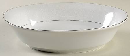 Lace Bouquet (Platinum Trim) 10" Oval Vegetable Bowl