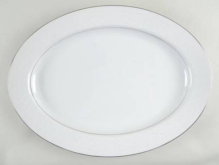 Lace Bouquet (Platinum Trim) 16" Oval Serving Platter