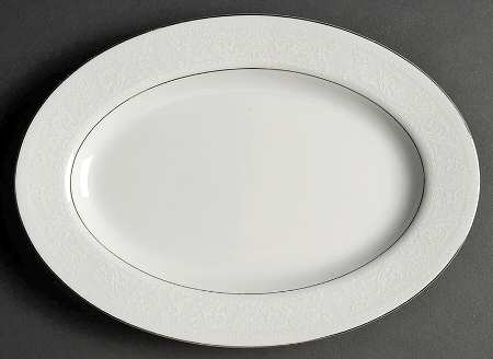 Lace Bouquet (Platinum Trim) 12" Oval Serving Platter