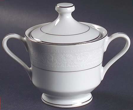 Lace Bouquet (Platinum Trim) Sugar Bowl & Lid