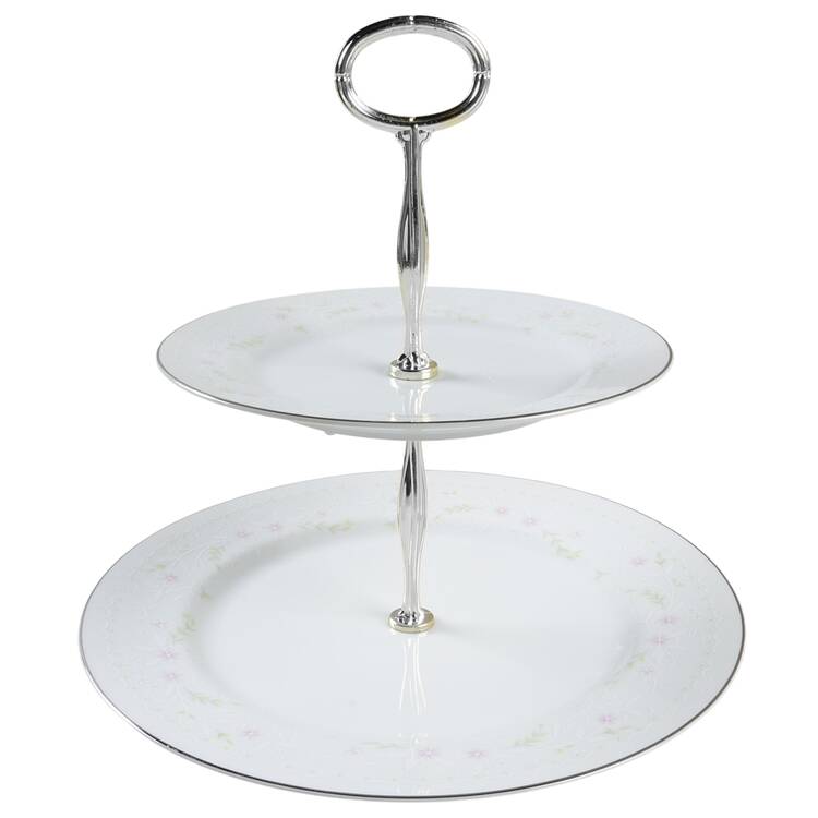 Spring Blossom 6 5/8"-10"  2 Tiered Serving Tray (Dp, Sp) HC