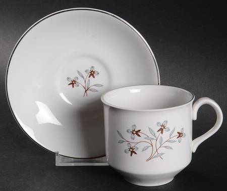 Whimsey (White Background) Flat Cup & Saucer Set