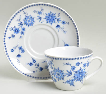 Bavarian Blue Flat Cup & Saucer Set by Seltmann