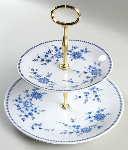Bavarian Blue 6 5/8"-10"  2 Tiered Serving Tray (Dp, Sp) HC