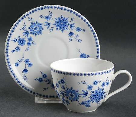Bavarian Blue Flat Cup & Saucer Set by Seltmann