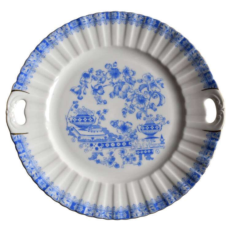 China Blau Handled Cake Plate