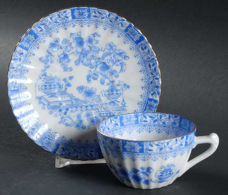 China Blau Flat Demitasse Cup & Saucer Set