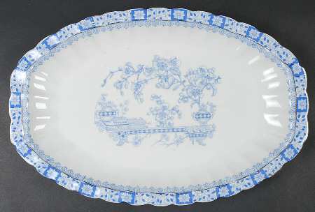 China Blau 15" Oval Serving Platter